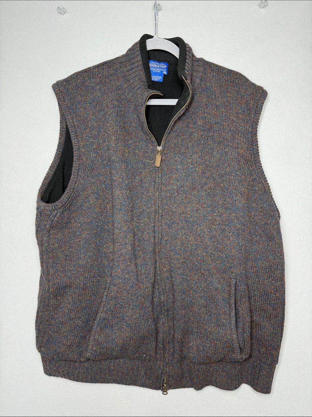 Pendleton Men's Multicolor Heathered Brown Zip Vest 100% wool